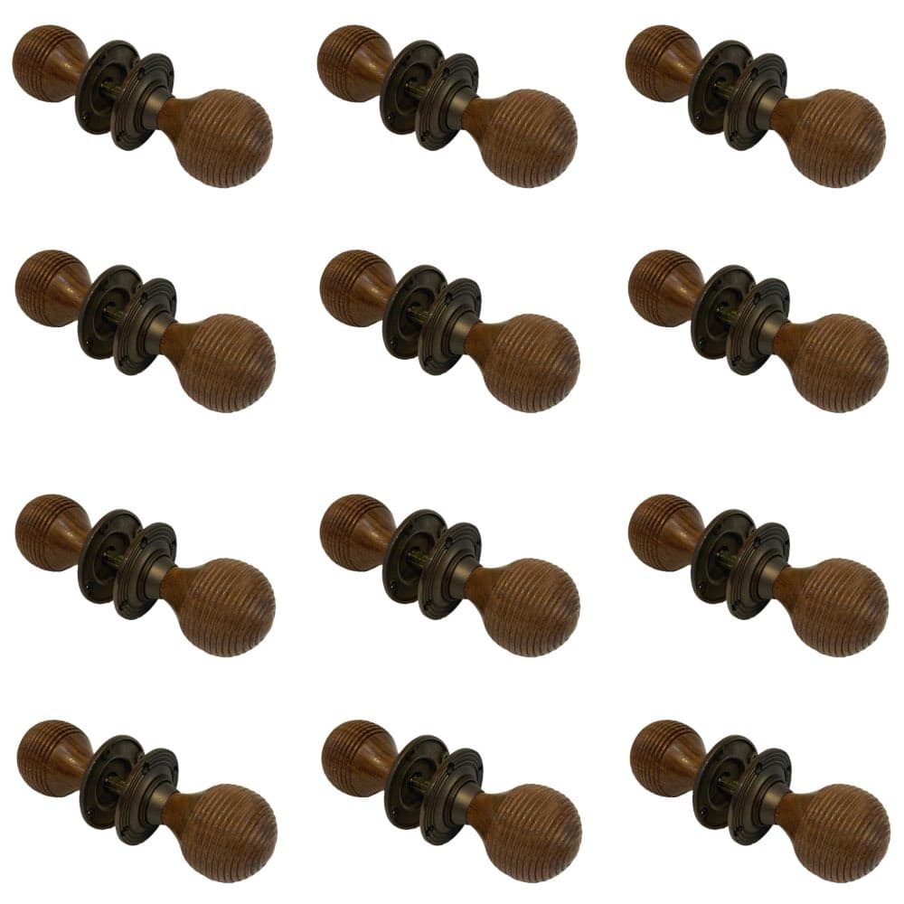 12 Pairs of Rosewood & Matt Antique Beehive Door Knobs