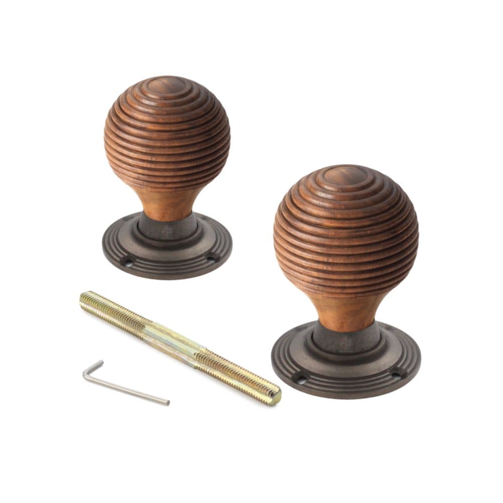 Rosewood Matt Antique Beehive Door Knob Pair