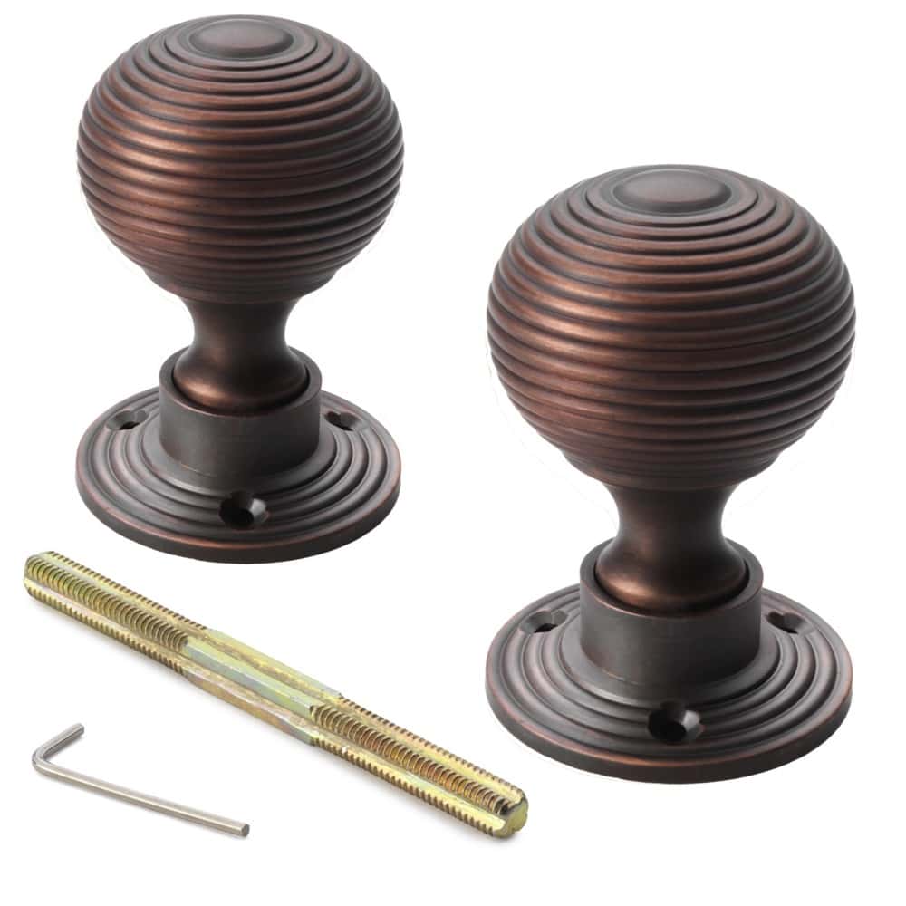 Aged Bronze Hollow Beehive Door Knobs