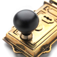 Thumbnail for Aged Brass Davenport Rim Lock Ebonised Antique Bun Knobs