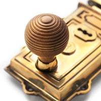 Thumbnail for Aged Brass Davenport Rim Lock Teak Aged Brass Beehive Knobs