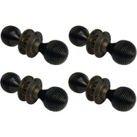 Thumbnail for 4 pairs of ebonised matt antique wooden beehive door knobs