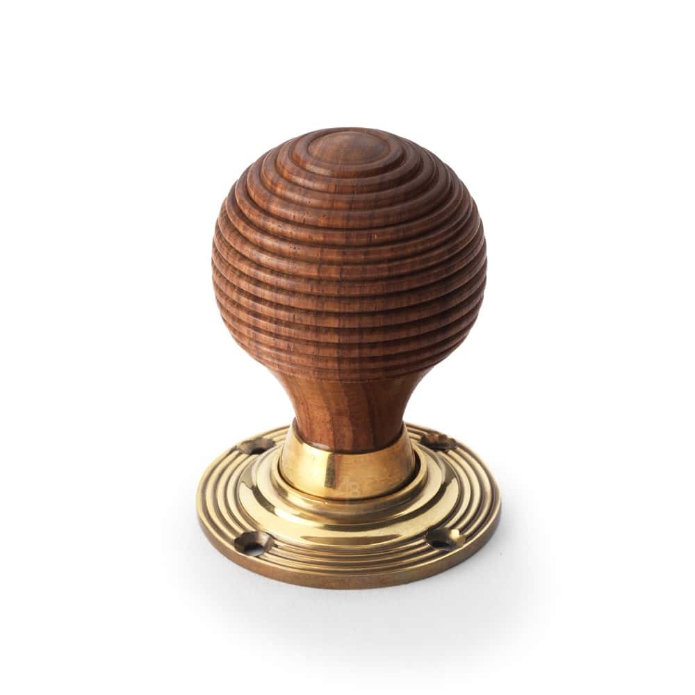 Aged Brass Davenport Rim Lock Rosewood Aged Brass Beehive Knobs