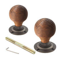 Thumbnail for 6 Pairs of Rosewood & Matt Antique Beehive Door Knobs