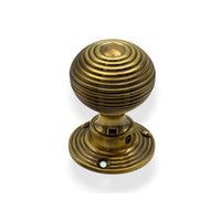 Thumbnail for 6 Solid Aged Brass Beehive Rim Mortice Door Knob Pairs