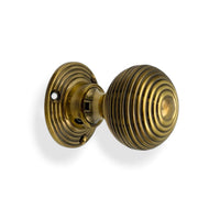 Thumbnail for 6 Solid Aged Brass Beehive Rim Mortice Door Knob Pairs