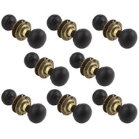 Thumbnail for 8 Pairs of Ebony & Aged Brass Bun Door Knobs