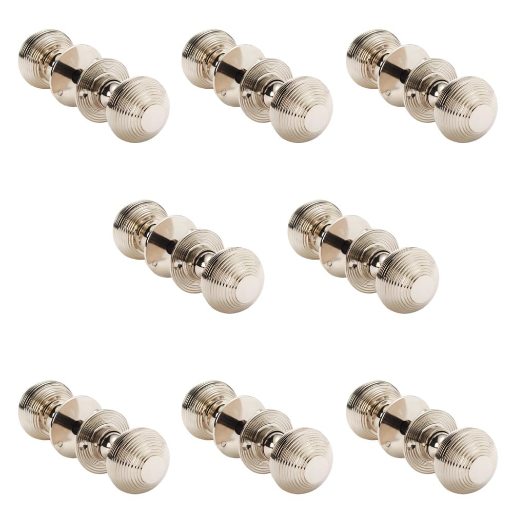 8 Pairs Of Polished Nickel Beehive Door Knobs