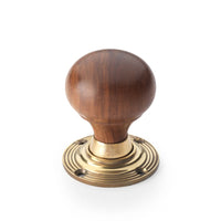 Thumbnail for 8 Pairs of Rosewood & Aged Brass Bun Door Knobs