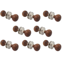 Thumbnail for 8 pairs of rosewood & polished nickel bun door knobs