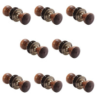 Thumbnail for 8 Pairs Of Rosewood & Antique Brass Ringed Door Knobs