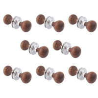 Thumbnail for 8 Pairs of Teak & Polished Chrome Bun Door Knobs