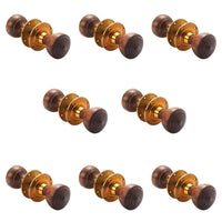 Thumbnail for 8 Pairs Rosewood & Polished Brass Ringed Door Knobs