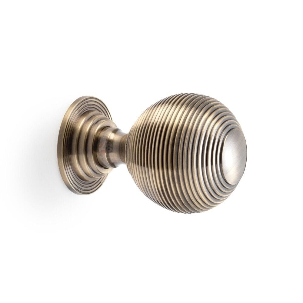 80mm Antique Brass Beehive Centre Door Knob