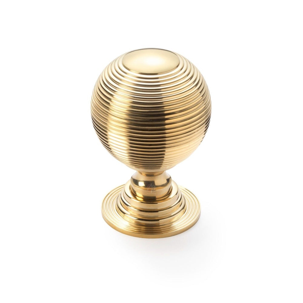 80mm Polished Brass Beehive Centre Door Knob