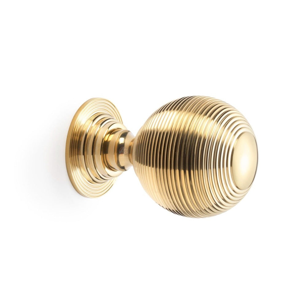 80mm Polished Brass Beehive Centre Door Knob