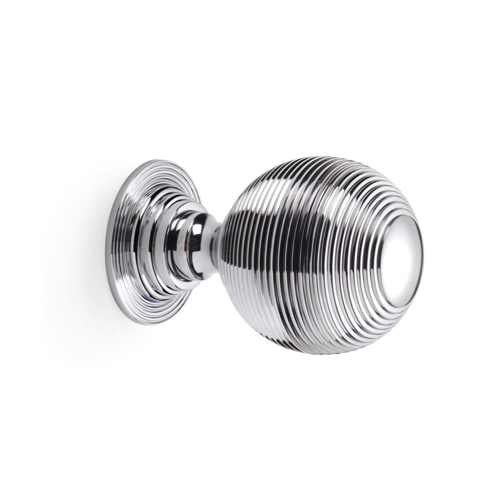 80mm Polished Chrome Beehive Centre Door Knob