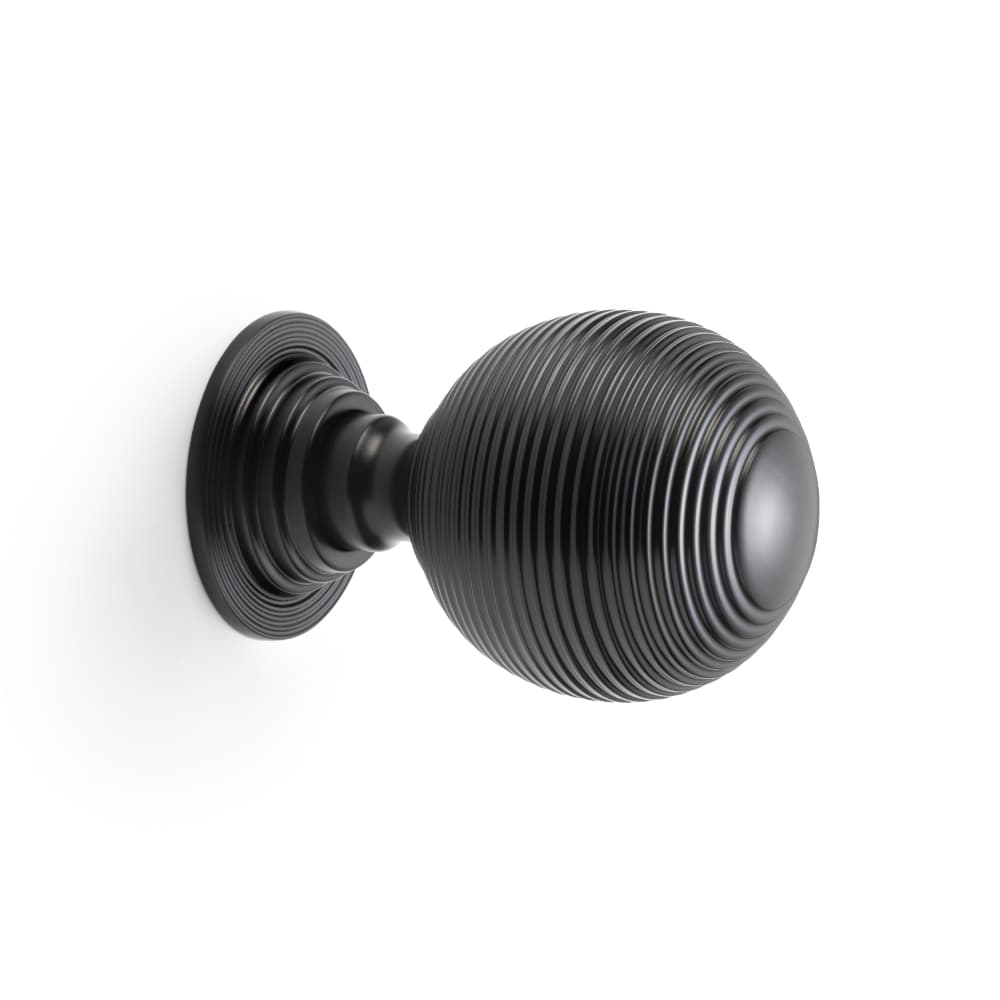 80mm Powder Coated Black Beehive Centre Door Knob