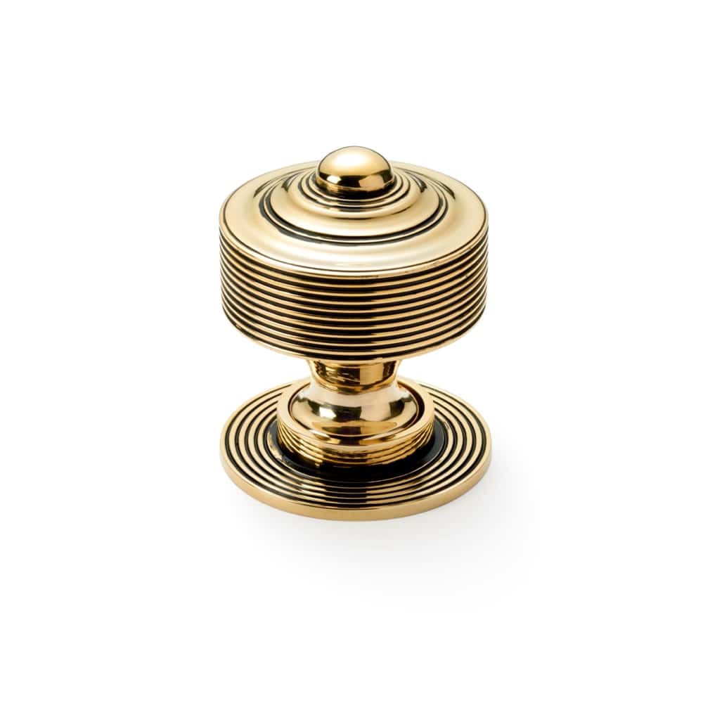 Aged Brass Reeded Centre Door Knob