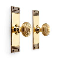 Thumbnail for Aged Brass Beehive Door Knobs On Backplate