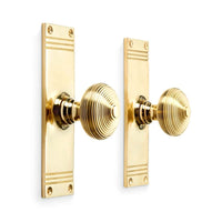 Thumbnail for Polished Brass Beehive Door Knobs On Backplate