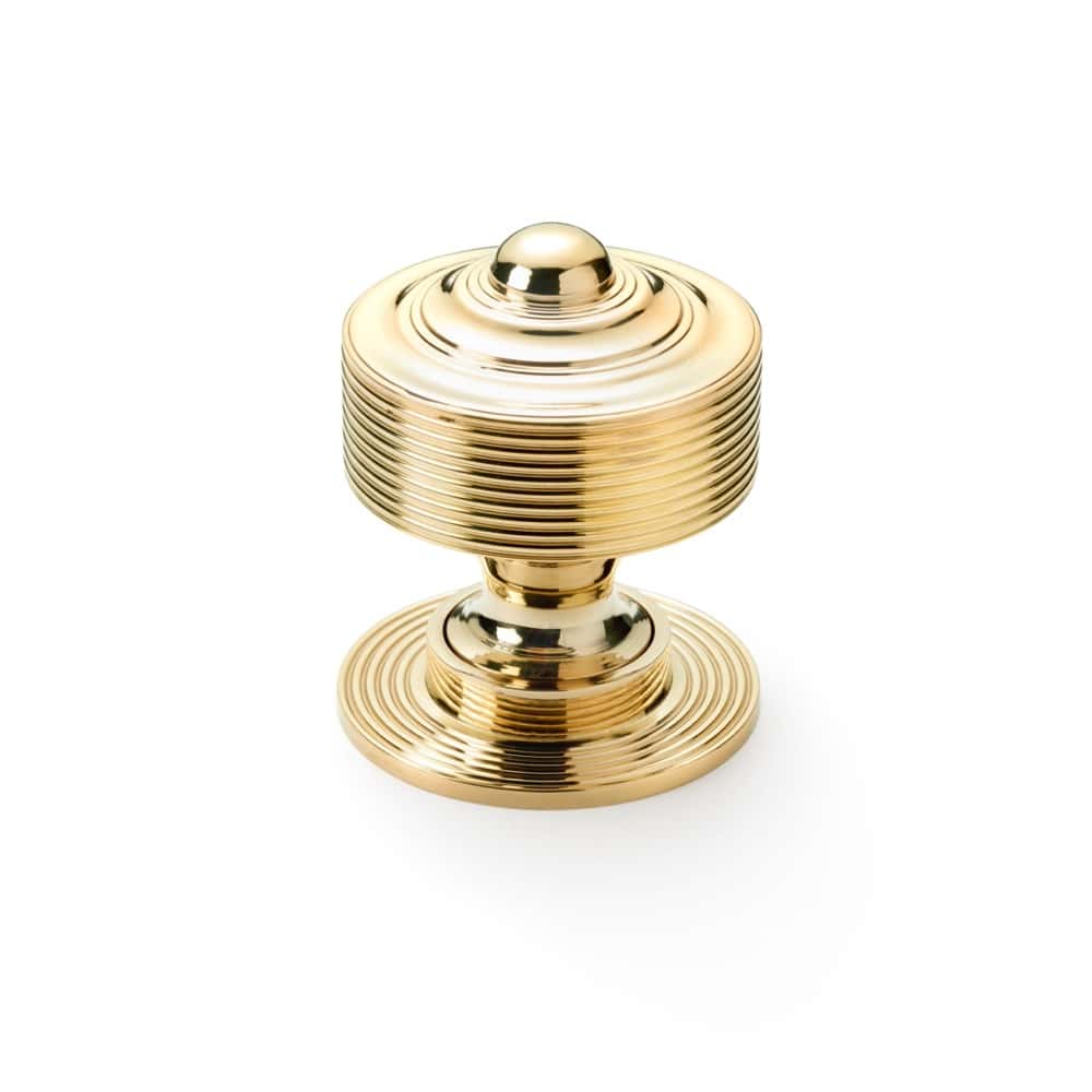 Polished Brass Reeded Centre Door Knob