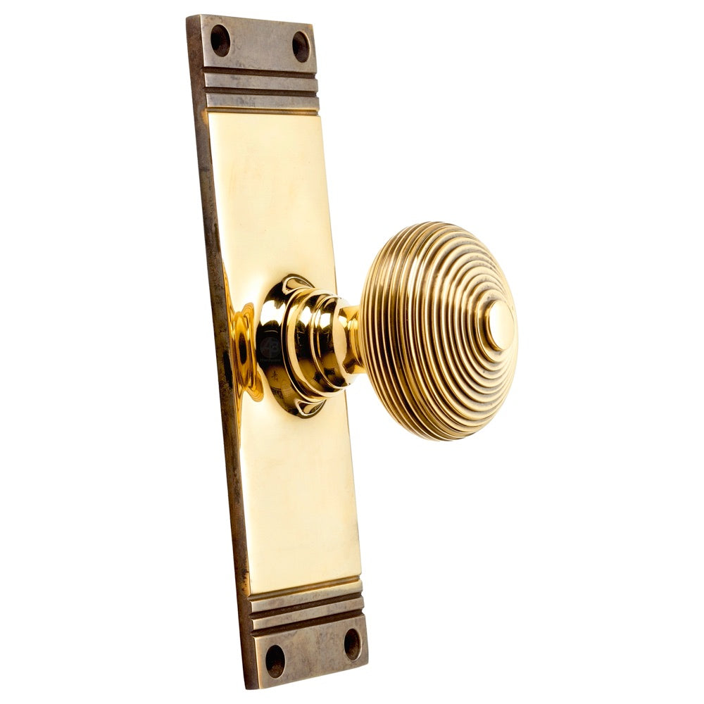 Aged Brass Beehive Door Knobs On Backplate