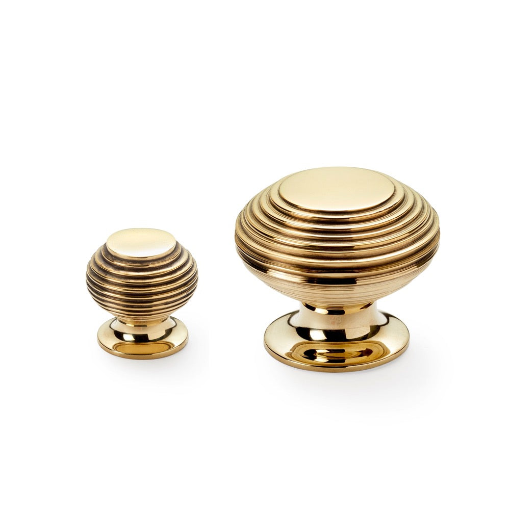 Small Aged Brass Beehive Cupboard Knob