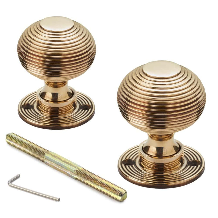 9 Pairs Of Aged Brass Beehive Door Knobs