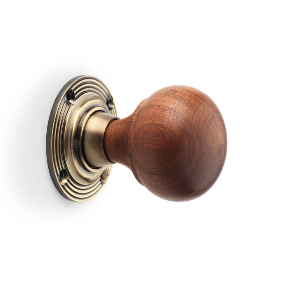 Aged Brass Davenport Rim Lock Solid Rosewood Antique Brass Bun Door Knobs