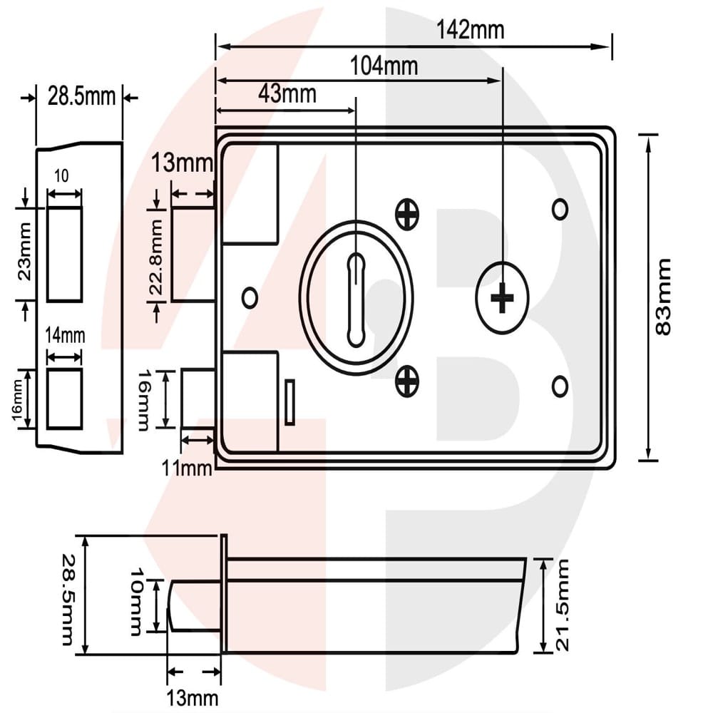 Aged Brass Narrow Rim Lock