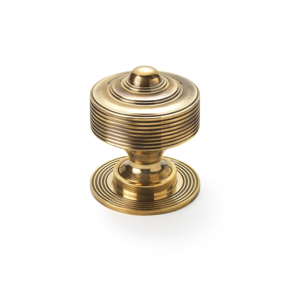 Aged Brass Reeded Centre Door Knob