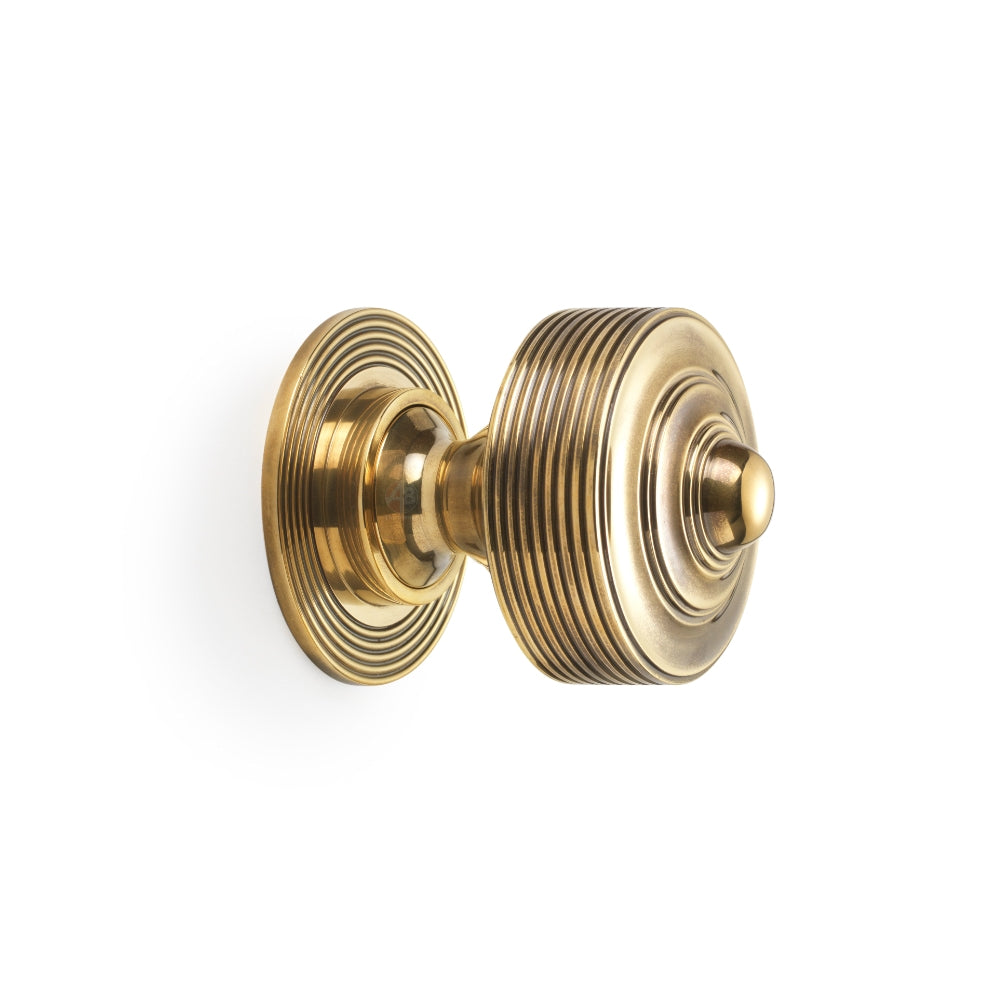 Aged Brass Reeded Centre Door Knob