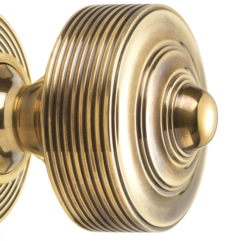 Aged Brass Reeded Centre Door Knob