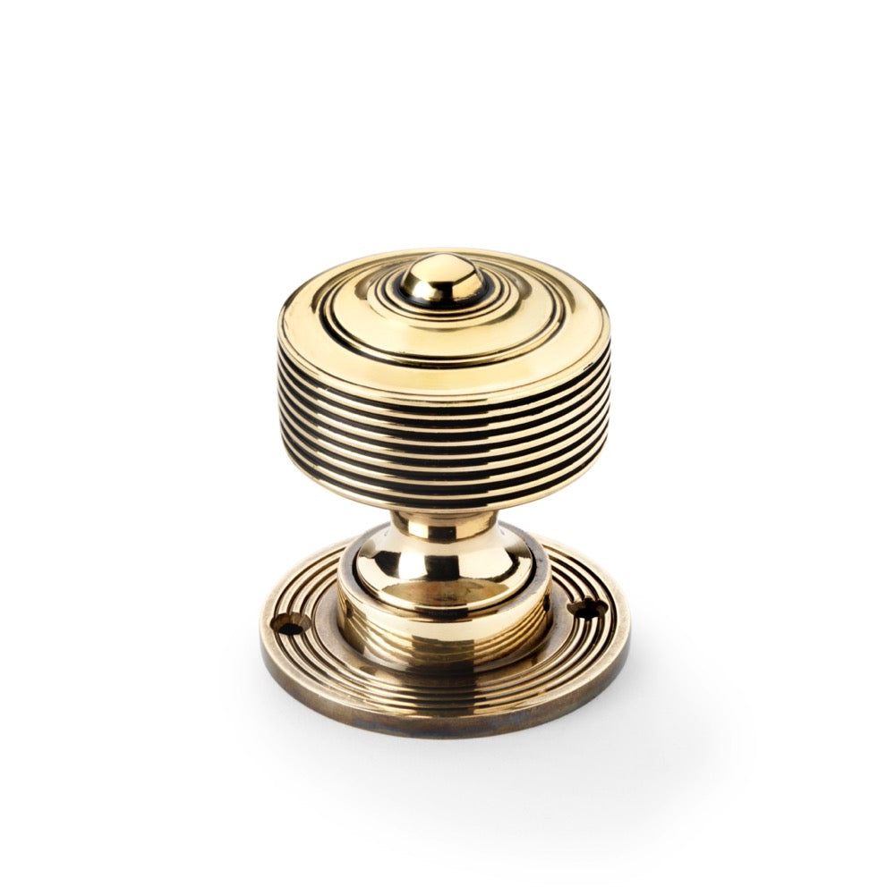 Aged Brass Reeded Door Knobs