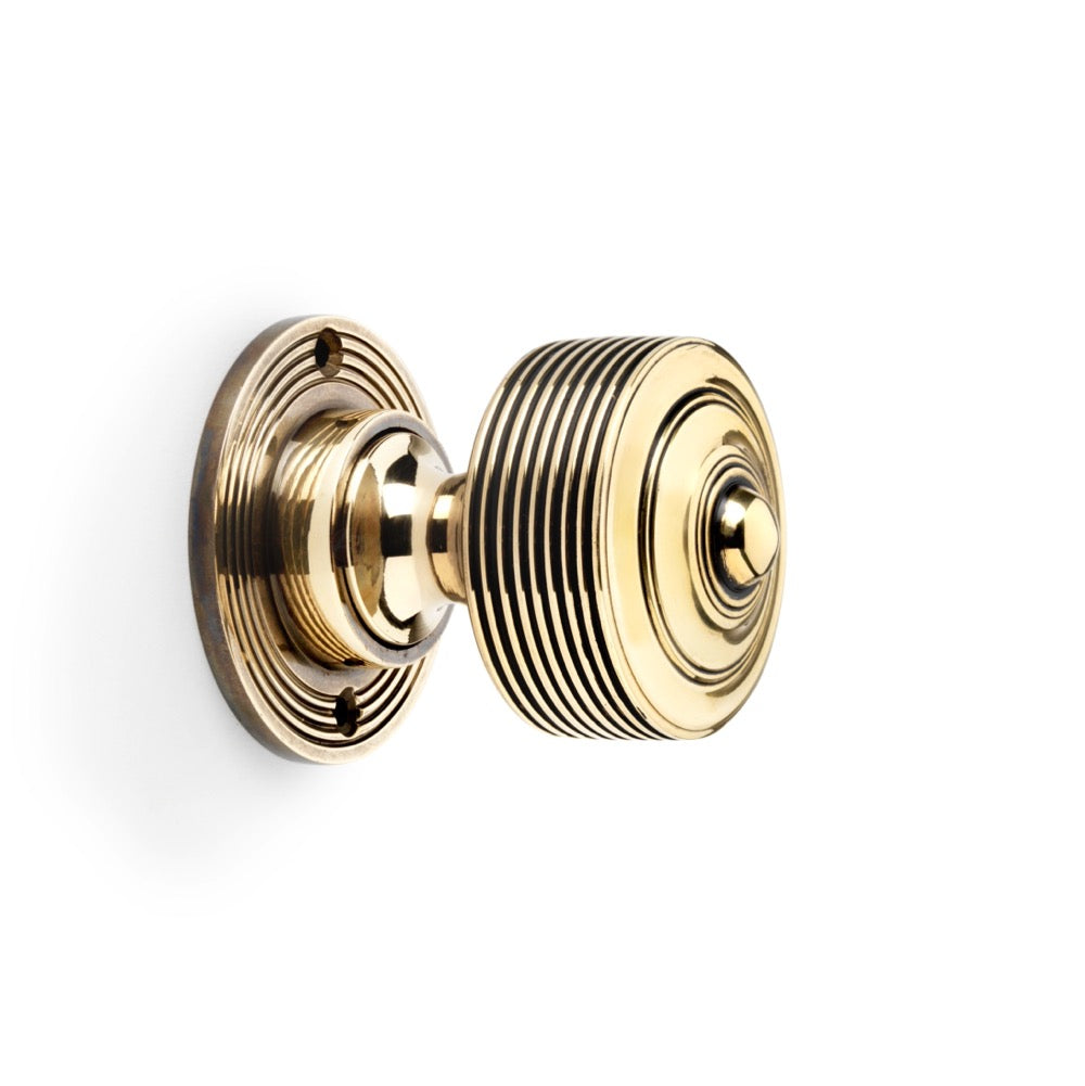 Aged Brass Reeded Door Knobs