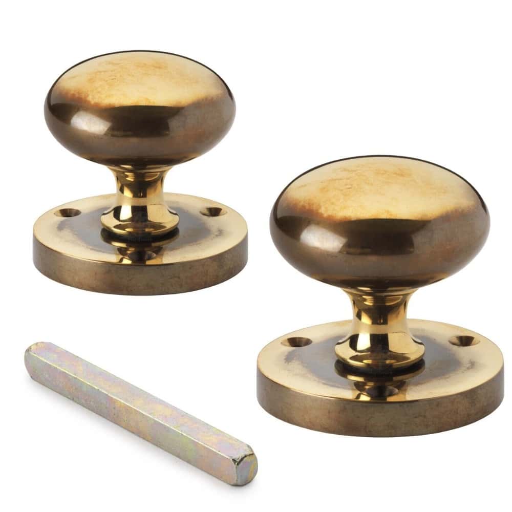 Aged Brass Sprung Victorian Mortice Door Knobs