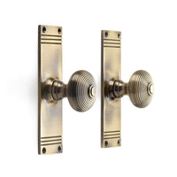 Thumbnail for Antique Brass Beehive Door Knobs On Backplate