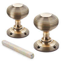 Thumbnail for Antique Brass Beehive Mortice Door Knobs