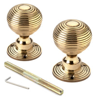 Thumbnail for Antique Brass Flanged Rim Lock Hollow Aged Brass Beehive Door Knobs