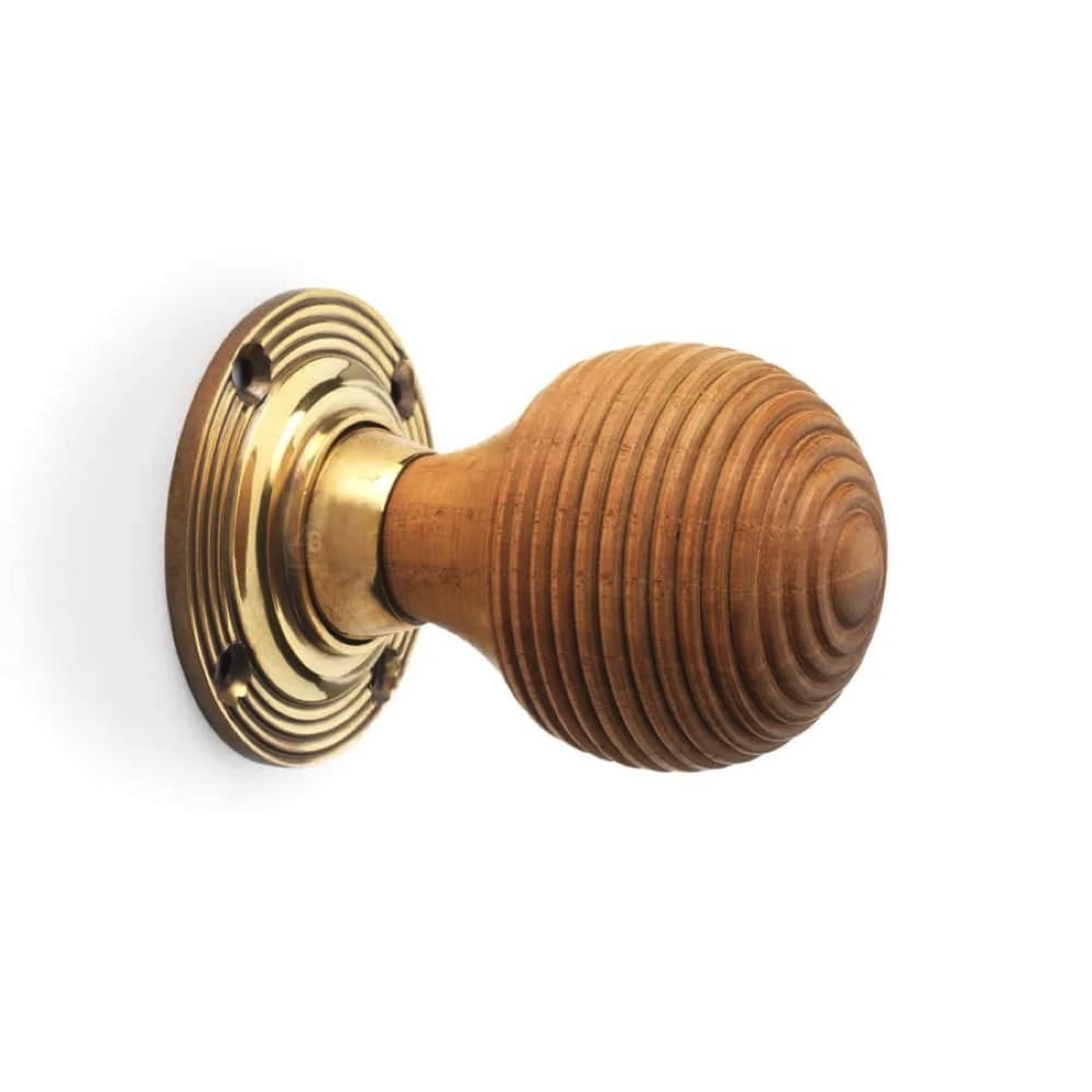 Antique Brass Flanged Rim Lock Teak Aged Brass Beehive Door Knobs