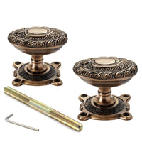 Thumbnail for Antique Brass Floral Oval Door Knobs