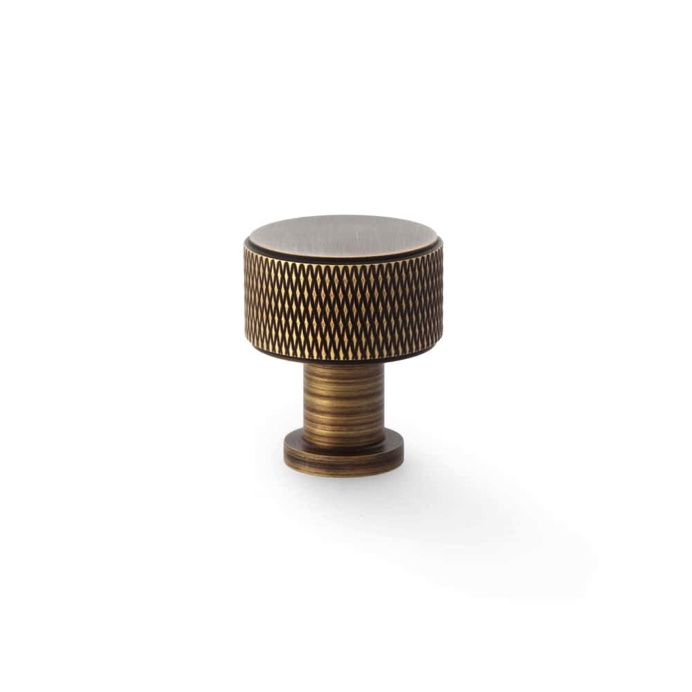 Small Antique Brass Knurled Cupboard Knob