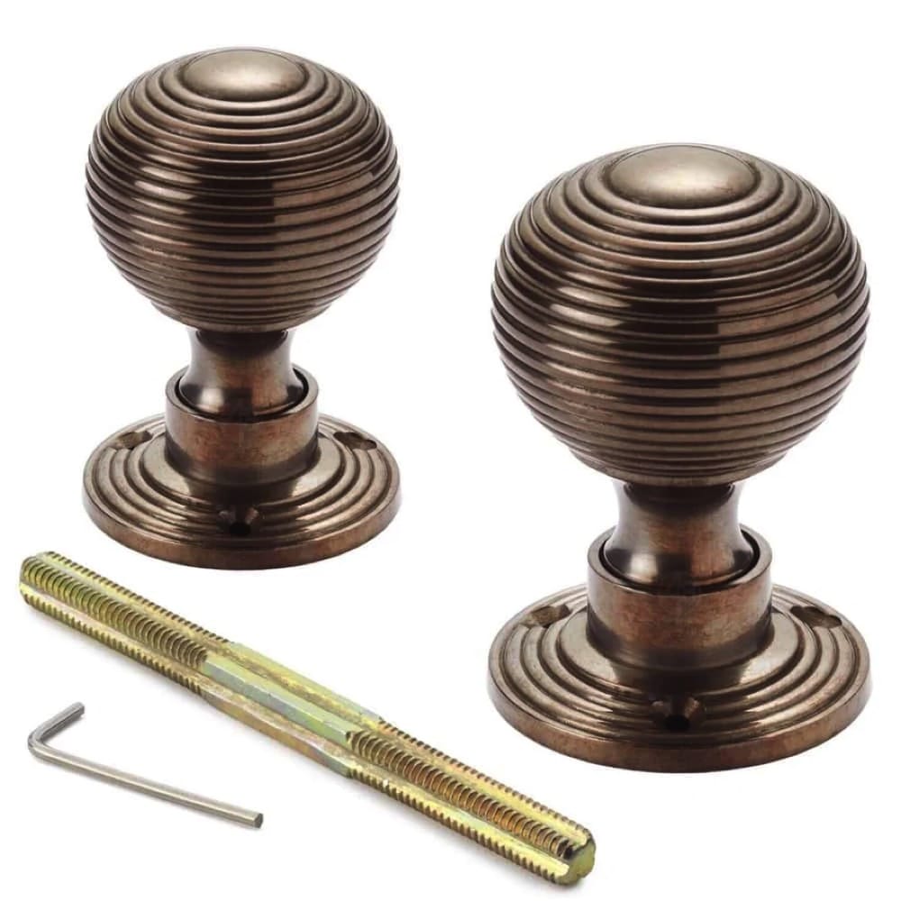 Antique Brass Narrow Rim Lock Hollow Antique Beehive Door Knobs