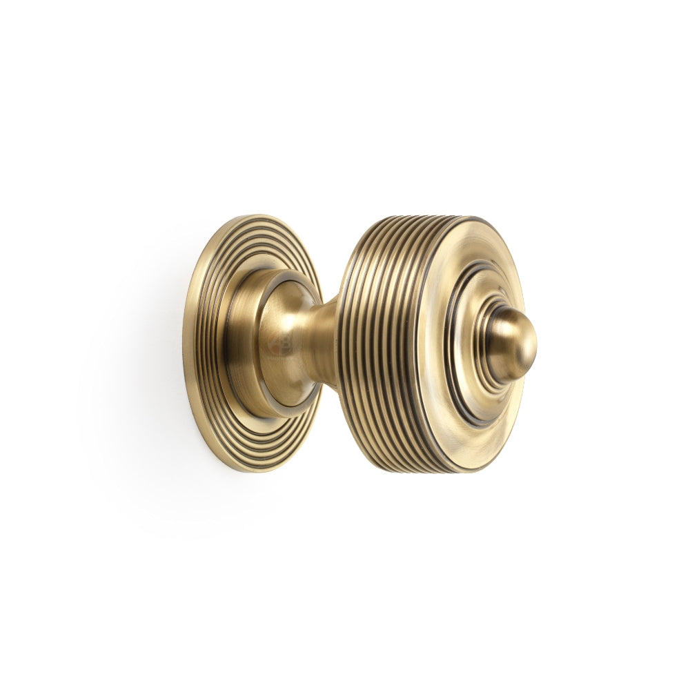 Antique Brass Reeded Centre Door Knob