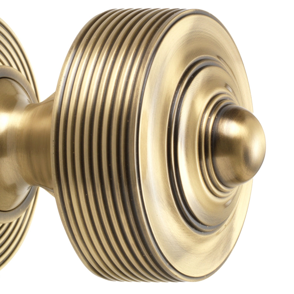 Antique Brass Reeded Centre Door Knob