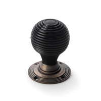 Thumbnail for Black Antique Olde Victorian Rim Lock Ebonised Matt Antique Beehive Door Knobs