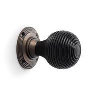 Thumbnail for Black Antique Olde Victorian Rim Lock Ebonised Matt Antique Beehive Door Knobs