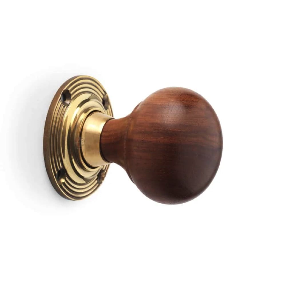 Black Antique Olde Victorian Rim Lock Rosewood Aged Brass Bun Door Knobs