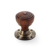 Thumbnail for Black Antique Olde Victorian Rim Lock Rosewood Antique Brass Ringed Door Knobs